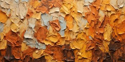 generativo ai, avvicinamento di impasto astratto ruvido autunno colori arte pittura struttura, arancia autunno sfondo foto