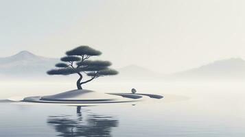 generativo ai, zen giardino, ipnotico semplice illustrazione, calma rilassare e meditazione concetto foto