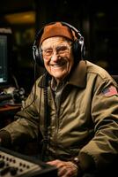 anziano wwii veterani animatamente narrando guerra storie su veterani giorno foto
