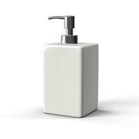 singolo ceramica liquido sapone distributore nel minimalista stile isolato su un' bianca sfondo foto