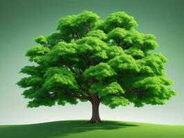 un' verde albero su un' collina con un' cielo sfondo. ai generato foto