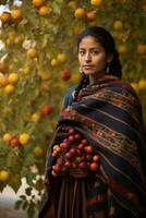 foto di emotivo dinamico posa messicano donna nel autunno ai generativo