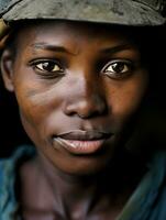 foto tiro di un' naturale donna Lavorando come un' costruzione lavoratore ai generativo