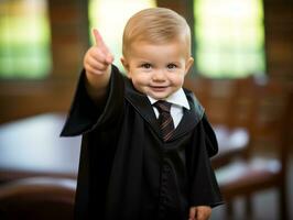 ragazzo nel un' Halloween costume con un' giocoso posa ai generativo foto