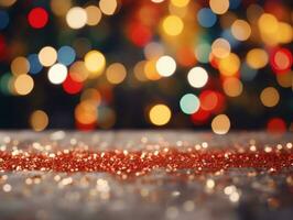 Natale composizione con bokeh sfondo e copia spazio ai generativo foto