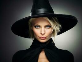 donna vestito come un' strega per Halloween ai generativo foto