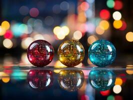 Natale composizione con copia spazio e bokeh sfondo ai generativo foto