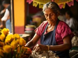 donne creare papel picado colorato carta decorazioni ai generativo foto