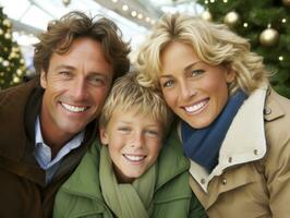 il famiglia gode festeggiare Natale vigilia insieme ai generativo foto