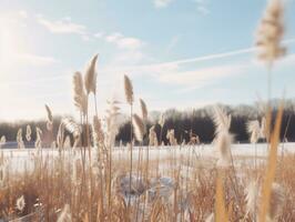 minimalista inverno paesaggio composizione ai generativo foto