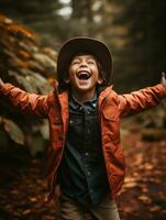 messicano ragazzo nel emotivo dinamico posa su autunno sfondo ai generativo foto