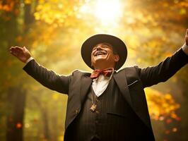 foto di emotivo dinamico posa messicano uomo nel autunno ai generativo