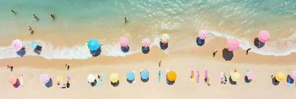 soleggiato spiaggia illustrazione, sfondo sfondo, oceano, mare, generativo ai foto