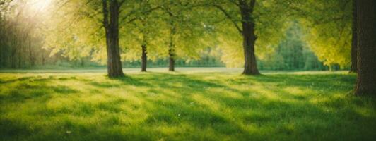 primavera natura. bellissimo paesaggio. verde erba e alberi. ai generato foto