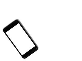 telefono nero isolato su sfondo bianco con copia spazio sullo schermo foto