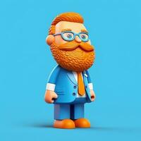 generativo ai, 3d plastica icona avatar cartone animato personaggio con barba o baffi, vicino su ritratto foto
