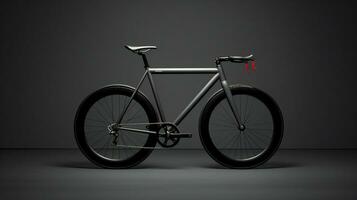 un' bicicletta è mostrato nel un' buio camera ai generativo foto