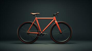 un' bicicletta è mostrato nel un arancia colore ai generativo foto