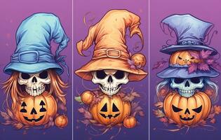 Halloween cranio manifesti. Halloween clipart. foto