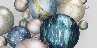 palla di marmo palla di vetro sfondo perline di marmo illustrazione 3d