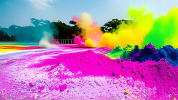 pulito e colorato arcobaleno holi dipingere colore polvere esplosione isolato panorama sfondo foto