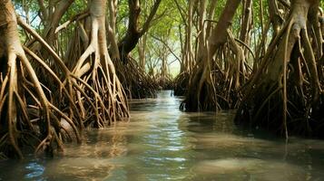 ambiente mangrovia foresta costiero ai generato foto