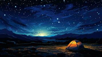 paesaggio steppa stellato notte ai generato foto