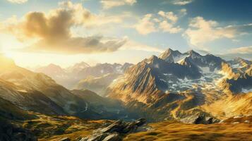 viaggio d'oro ora Alpi ai generato foto