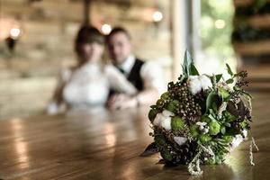 il bouquet della sposa da coni e cotone foto