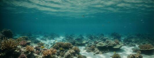 mare o oceano subacqueo in profondità natura sfondo. ai generato foto