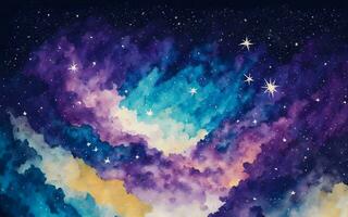bellissimo acquerello stellato cielo sfondo. ai generativo foto