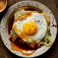 salutare prima colazione impostato su tavolo. il concetto di delizioso e salutare cibo. generativo ai. foto