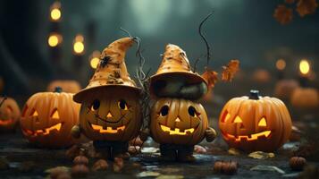 carino Halloween 3d personaggio sfondo foto illustrazione