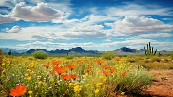 Stati Uniti d'America sonora deserto fiori ai generato foto