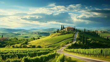 y toscana vigneti rotolamento ai generato foto