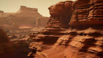 sfondo Marte stratificato rocce ai generato foto