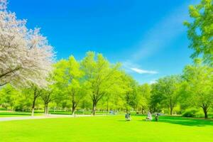 bellissimo paesaggio parco con alberi e sole. colorato fogliame nel il parco. professionista foto