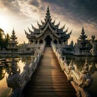 bellezza di templi nel settentrionale Tailandia. generativo ai. foto