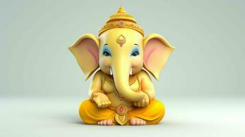 adorabile signore Ganesha su bianca sfondo Perfetto per spirituale e decorativo uso foto