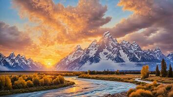 mille dollari teton montagne a tramonto foto