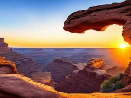 mesa arco panorama a Alba canyonlands nazionale parco foto