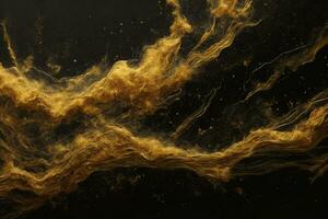 astratto Magia oro polvere sfondo al di sopra di nero. bellissimo d'oro arte widescreen sfondo. ai generato foto
