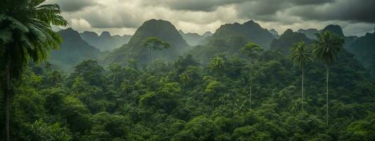 in profondità tropicale giungle di sud-est Asia nel agosto. ai generato foto