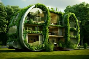 innovativo eco verde Casa. creare ai foto