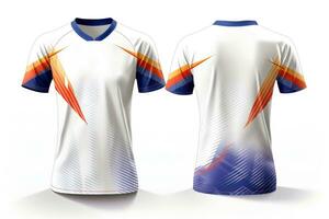 modello gli sport calcio squadra uniformi multicolori camicia, generativo ai illustrazione foto