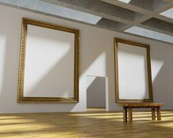 coppia di di legno telaio modello manifesto nel il arte galleria Museo a partire dal lato angolo foto