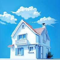 un' Casa tetto è colorato illustrazione di un' dolce casa grafico sfondo foto