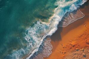 mare aereo vista, in alto vista, incredibile natura sfondo.il colore di il acqua e meravigliosamente luminosa. vacanza estate concetto. generativo ai. foto