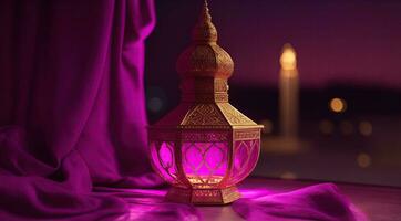 islamico lanterna oro per elemento islamico evento e celebrazione, ai generativo foto