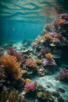 mare o oceano subacqueo in profondità natura sfondo. ai generato foto